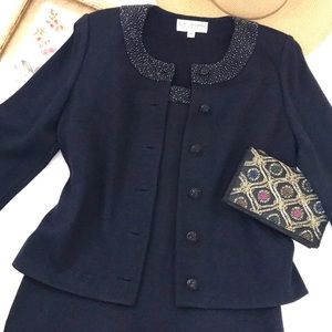 St. John Evening Embellished Knit Dress Suit